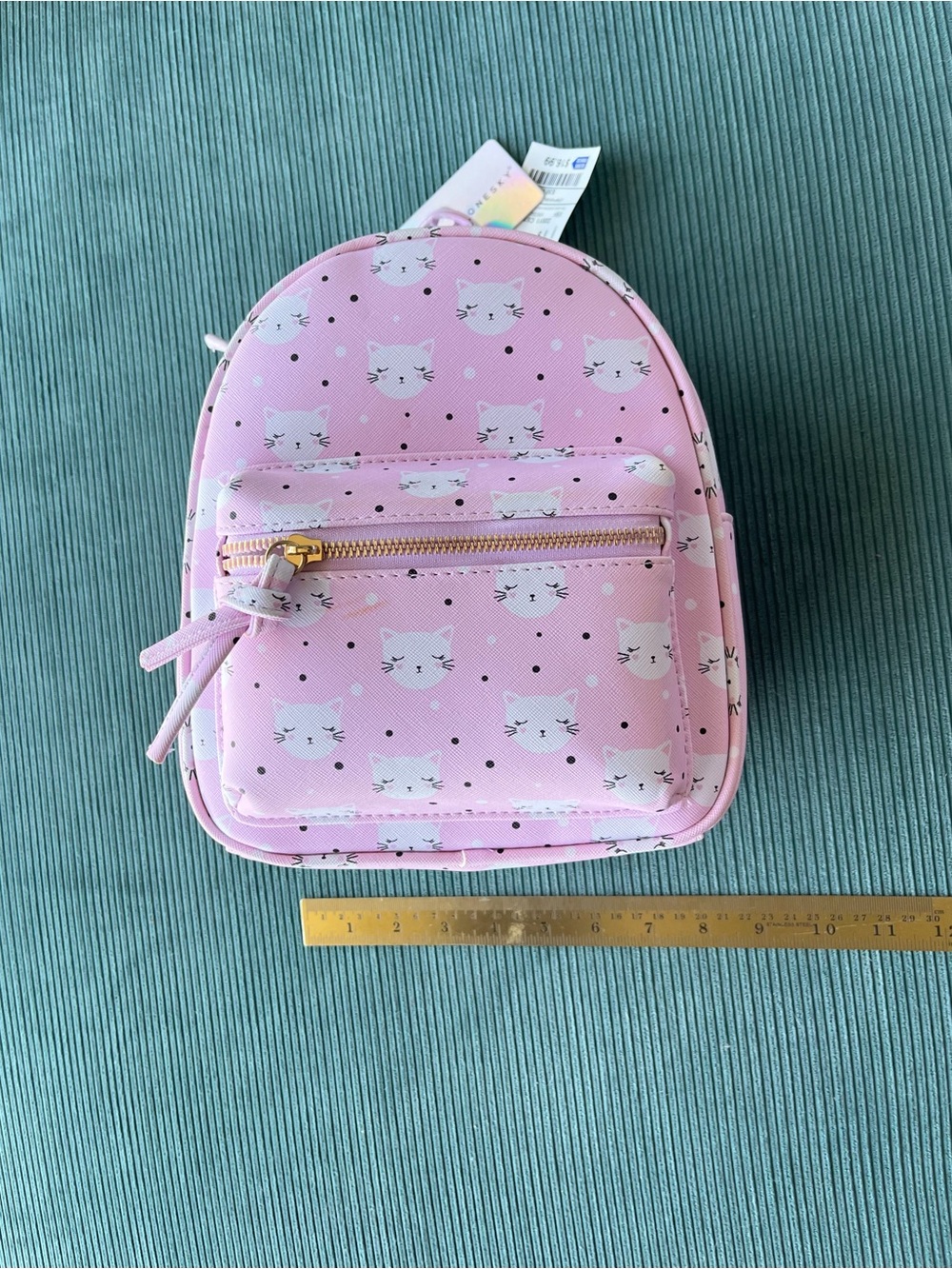 NWT Pink Sleeping Kitty Cat Backpack Cute Kawaii Zipper Mini Casual Bag Day Girl